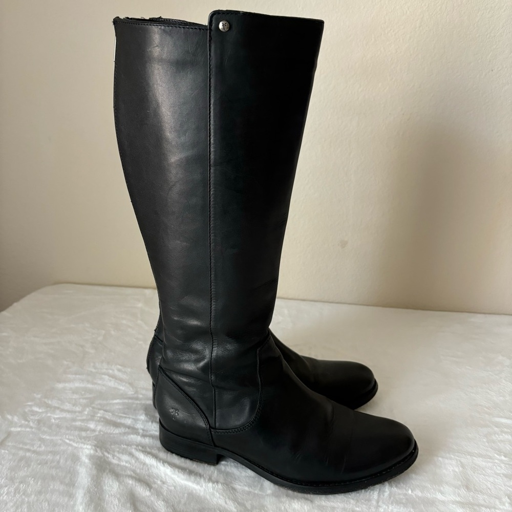FRYE MELISSA STUD BACK ZIP LEATHER Boot size 7 Black
